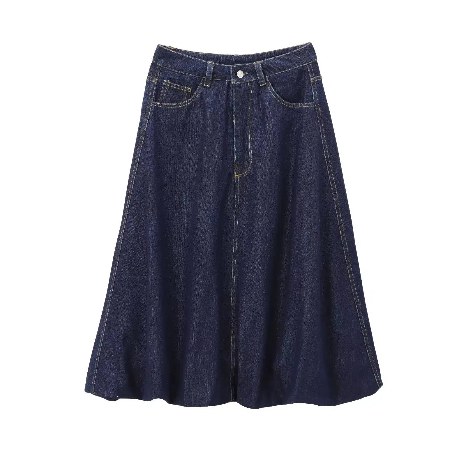 Retro Prints Pockets Denim A-Line Skirt