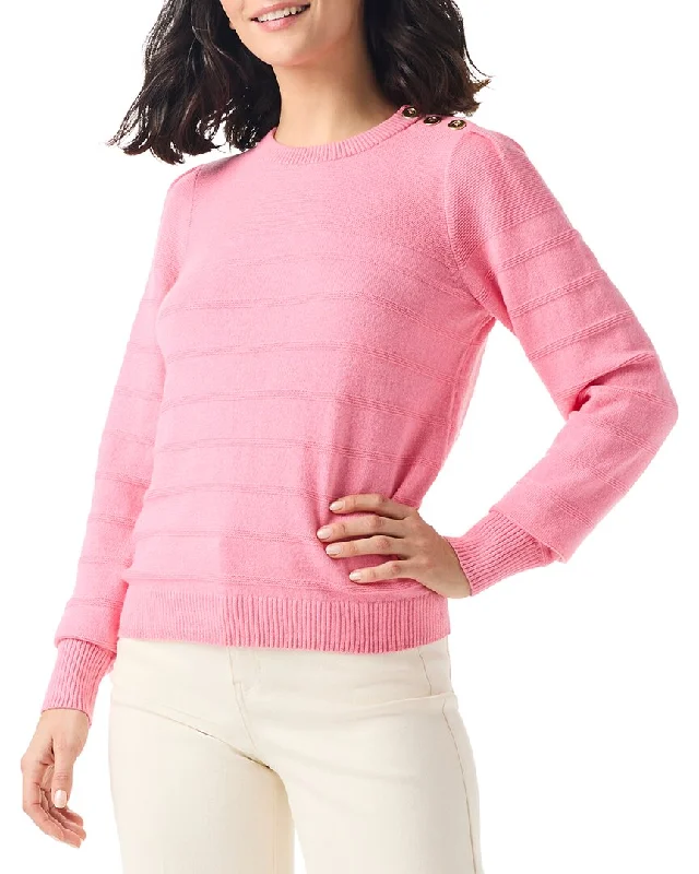 Playful Style NIC+ZOE Button Shoulder Cashmere-Blend Sweater