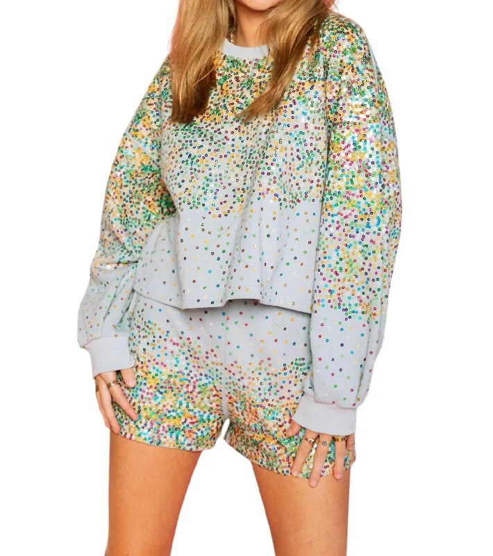 Exclusive Customization Sequin Scattered Short In Grey