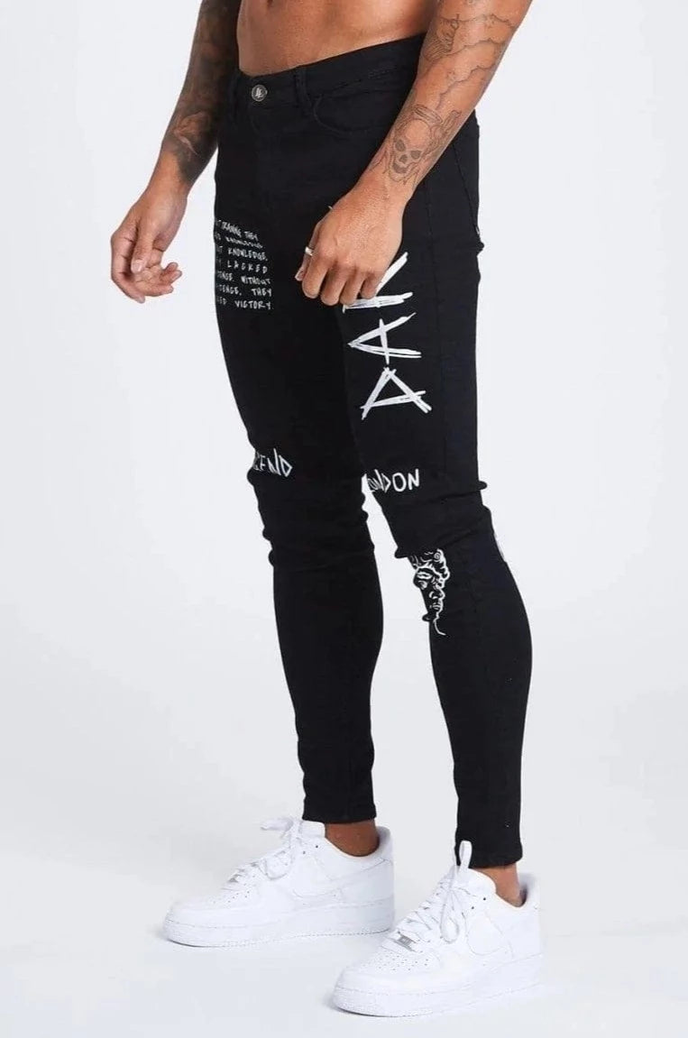 Exquisite Details SKINNY FIT JEANS - GRAFFITI BLACK