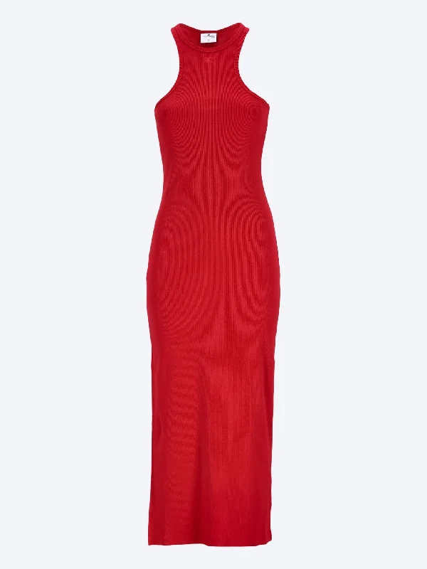Stand-up collar design Scuba 90s rib long dress