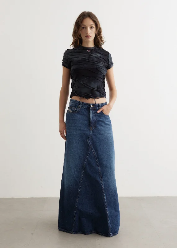 Simple Style De-Pago Gonna Maxi Denim Skirt