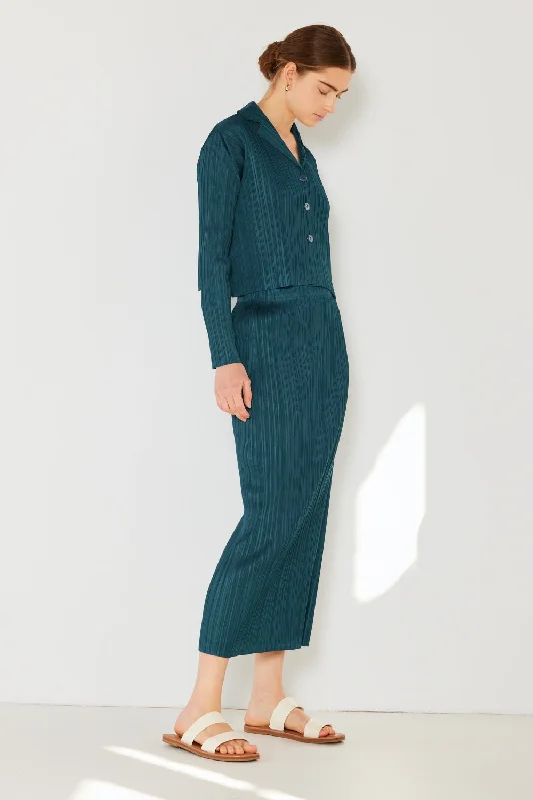 Fresh And Simple Solid Pleated Midi Pencil Skirt
