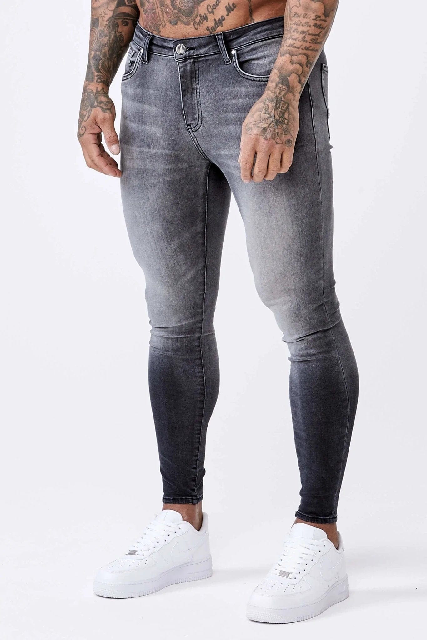 Fashionable Ease SKINNY FIT JEANS - WASHED LIGHT GREY