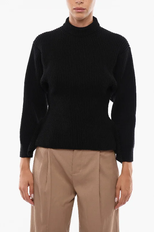 Simple Matching Alaia Asymmetric Hem Wool Blend Sweater