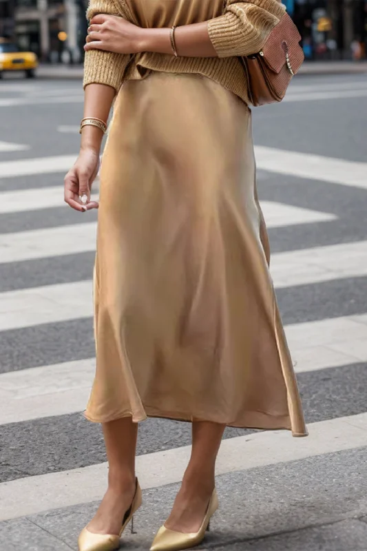 Sports Yoga Style High Waist Midi Skirt