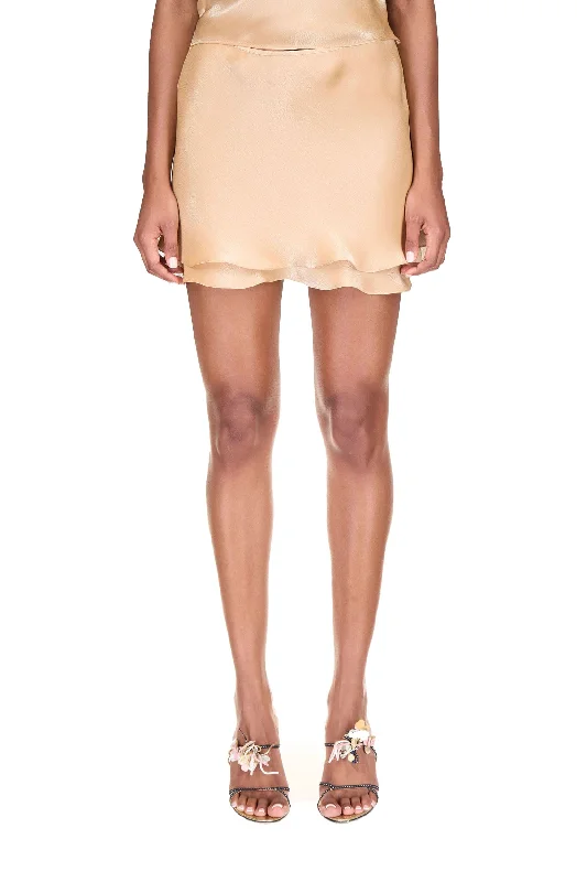 Exquisite Craftsmanship Caramel Layered Mini Skirt