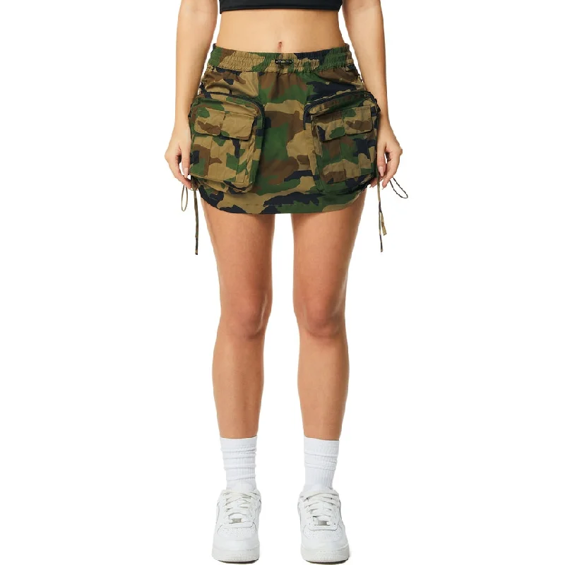 Personality Publicity Shirring Utility Mini Skirt - Wood Camo