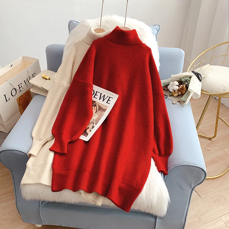 Fashionable and casual The new high neck knitted sweater is loose and lazy  5218