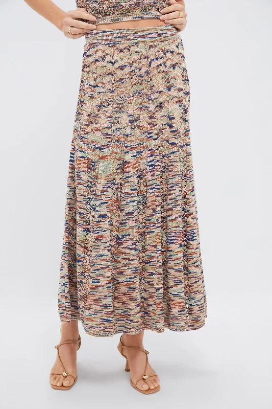Trendy and versatile Multi Wylie Flared Knit Skirt