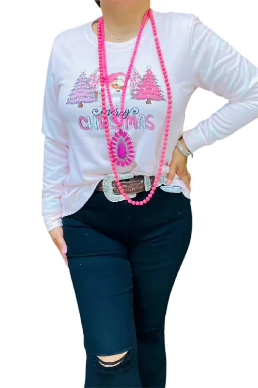 Unique Prints Christmas Sweater In Pink