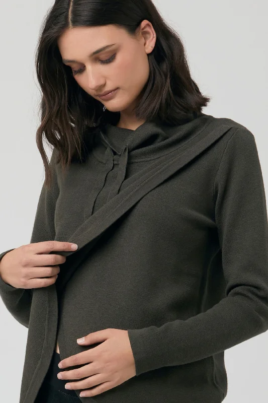 Fresh And Natural Cassie Cross Over Maternity Nursing Knit Olive by Ripe