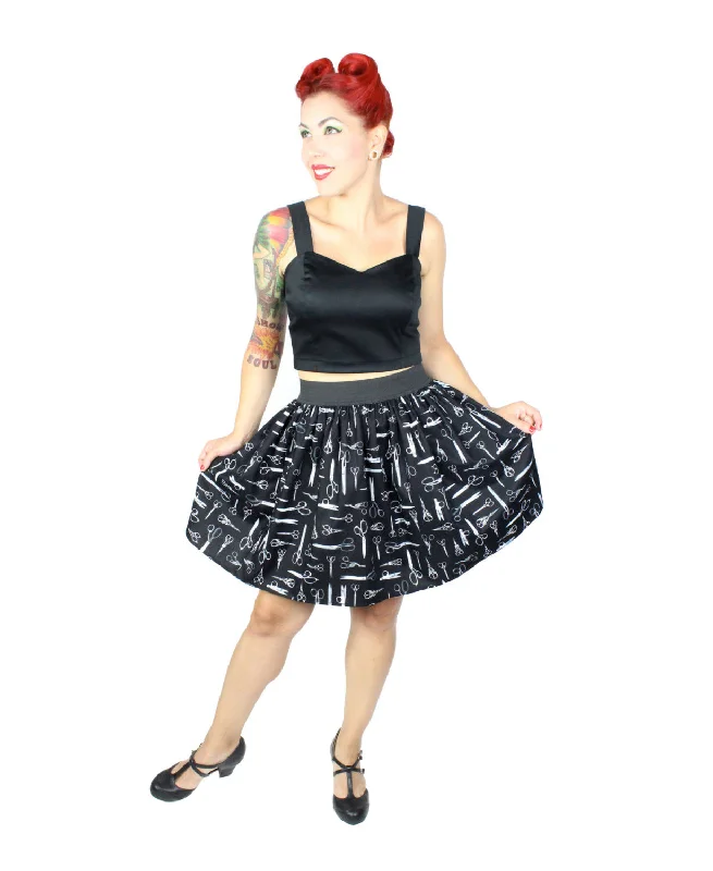 Summer Comfort Vintage Scissors Pleated Skirt #PS-S757
