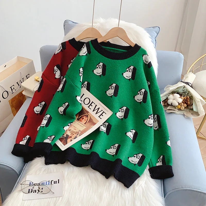Lazy Home College style cute cartoon dog pattern sweater  5197