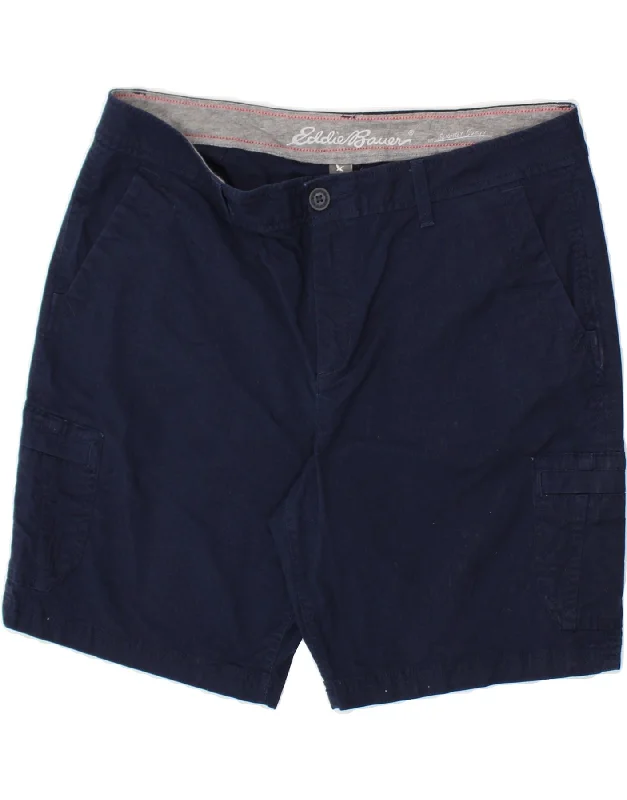 Mid-length Style EDDIE BAUER Womens Cargo Shorts US 12 Large W34 Navy Blue Cotton