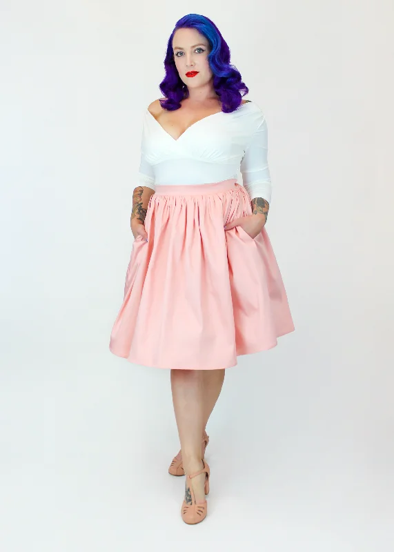 Comfortable Tops Salmon Pink Pleated Circle Skirt #PC-PP