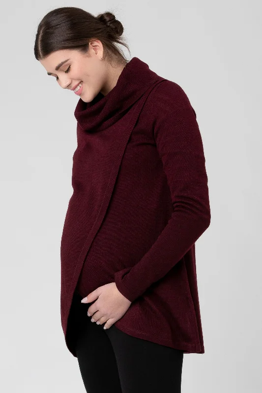 Autumn Selection Cowl Neck Maternity Nursing Knit in Merlot