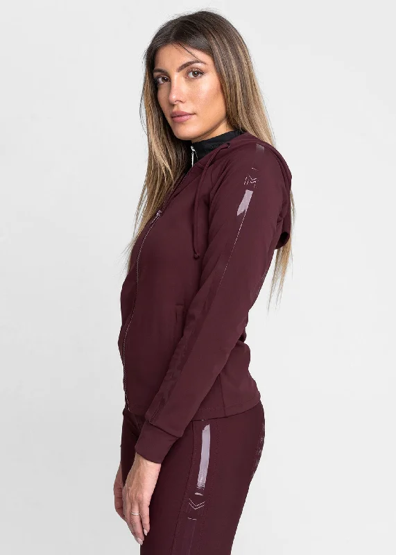 Fashionable And Versatile Reflection Zip Hoodie (Burgundy)