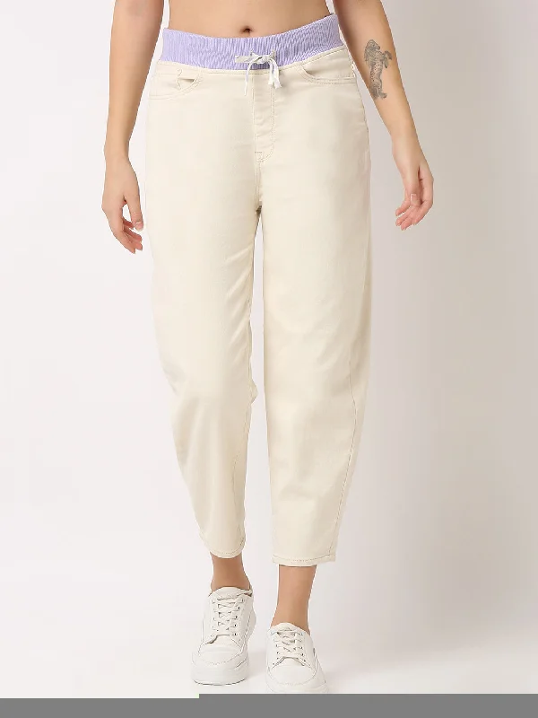 British Style Spykar White High Rise Jeans For Women