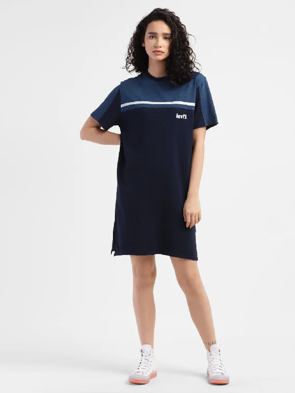 Exclusive Customization Women's Colorblock Round Neck Dress