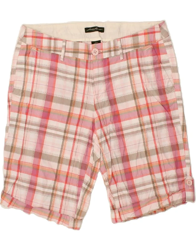 Lounge Wear EDDIE BAUER Womens High Waist Chino Shorts US 10 Large W34  Pink Check