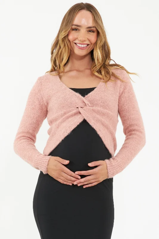 Classic Retro Nala Knot Front  Maternity Crop Sweater