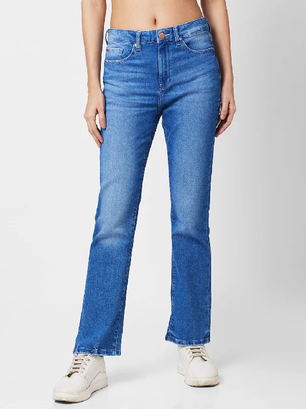 Bottom And Versatile Spykar Women Bootcut Heavy Fade Stretchable Jeans
