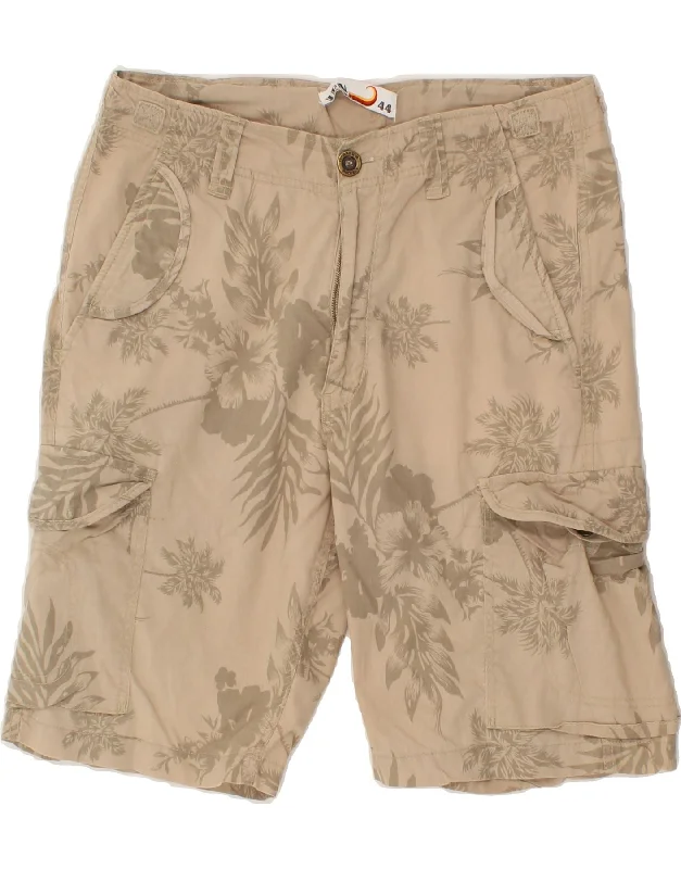 Moisture wicking VINTAGE Womens Cargo Shorts IT 44 Medium W32 Beige Floral Cotton