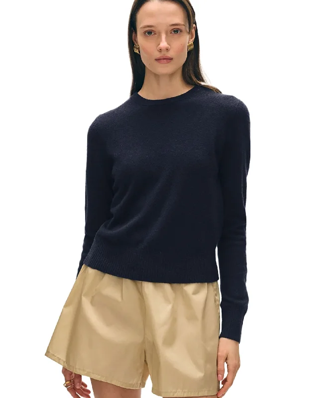 Street Style White+Warren Women Cashmere Shrunken Crewneck Sweater