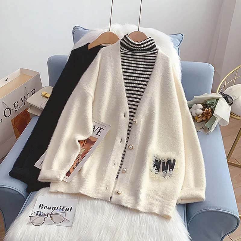 Modern City Soft waxy imitation mink sweater coat female  5202