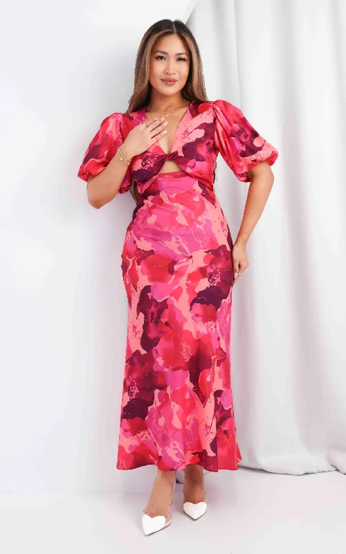 Comfortable down Kamala Maxi Dress - Pink Floral