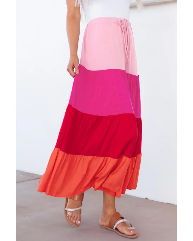 Fashion Pioneer Azura Exchange Tiered Drawstring Maxi Skirt - L