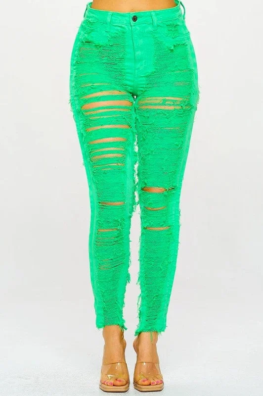 Elegant Design Shamrock Shredder Ripped Jeans