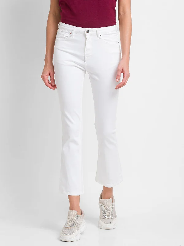 Modern Tailoring Spykar White Lycra Flare Fit Ankle Length Jeans For Women (Elissa) Modern Tailoring Spykar White Lycra Flare Fit Ankle Length Jeans For Women (Elissa)