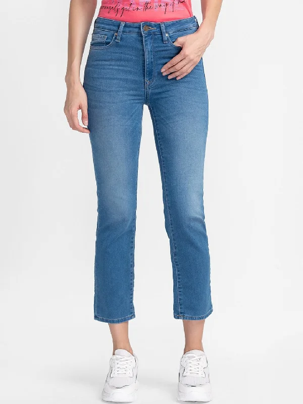 Dessert Matching Spykar Women Blue Straight Fit Light Fade Jeans