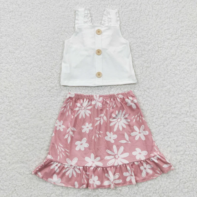 Personalized Wear White crop tops floral skirts sets GSD0270