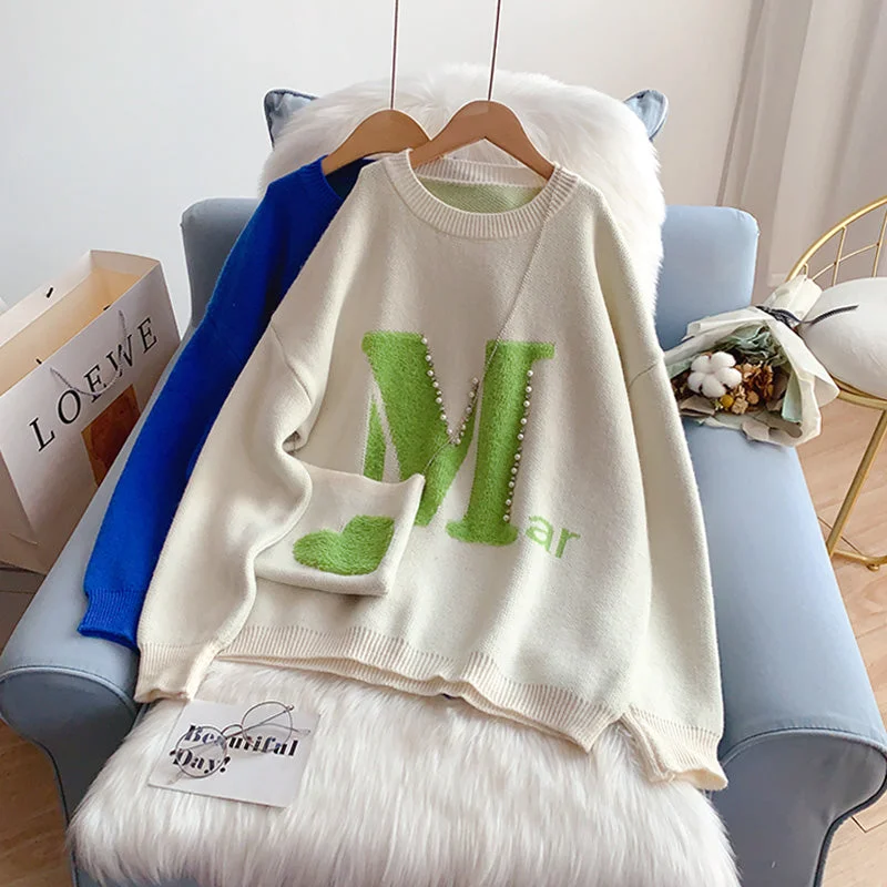 High Street Design Korean lazy wind soft milk sweater  5193