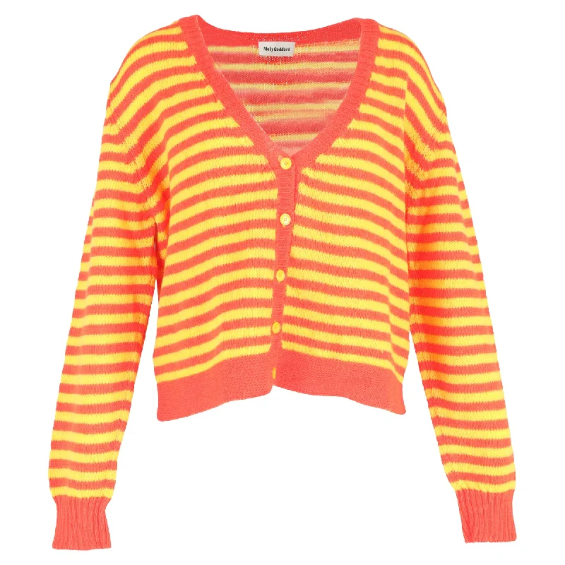 Fun and cute Molly Goddard Tonya Striped Cardigan in Yellow and Orange Lambswool