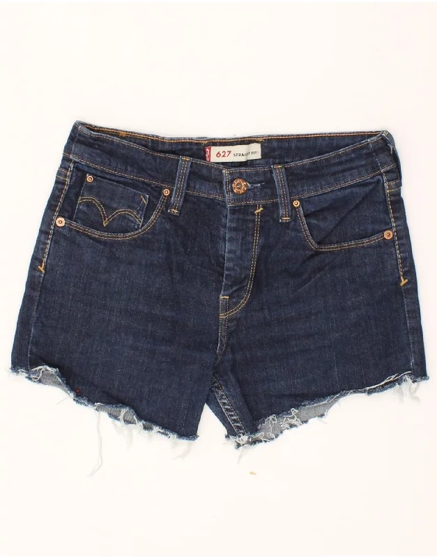 Quality Tailoring LEVI'S Womens 627 Denim Shorts W28 Medium Navy Blue Cotton
