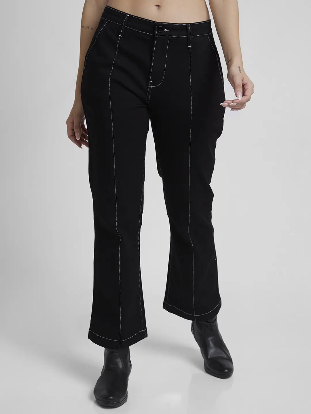 Versatile Comfort Spykar Women Black Lycra Bootcut Fit Ankle Length Clean Look Jeans -(Elissa)