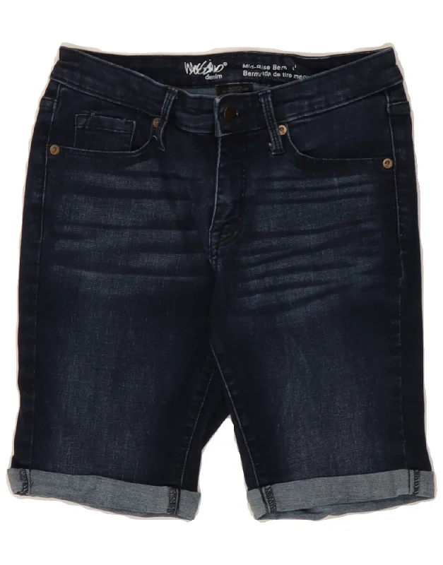 Classic Retro MOSSIMO Womens Mid Rise Denim Shorts US 4 Small W27  Navy Blue Cotton