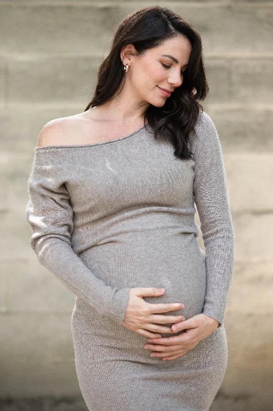 Trendy Items Tobie Off Shoulder Knit Dress Mocha