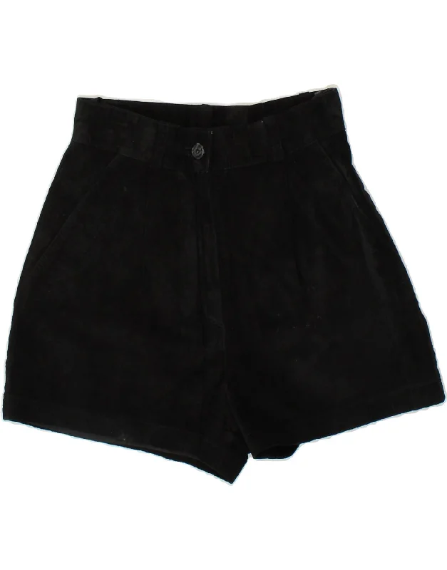 Sports Jacket VINTAGE Womens Suede Chino Shorts UK 10 Small W26  Black Suede