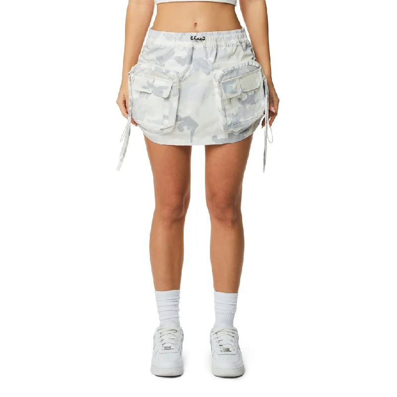 Urban Chic Shirring Utility Mini Skirt - Oatmeal Camo