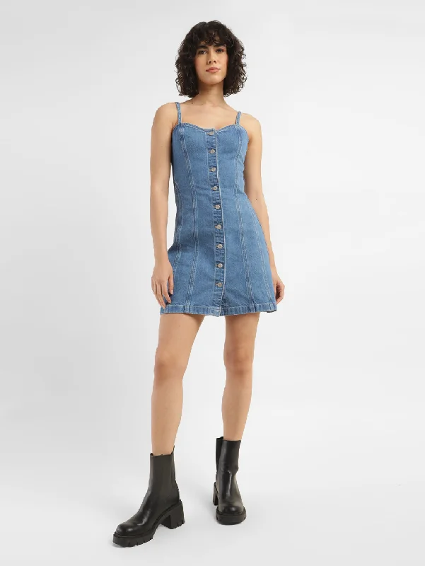 Lounge Wear Women's Sweetheart Neck Denim Mini Dress