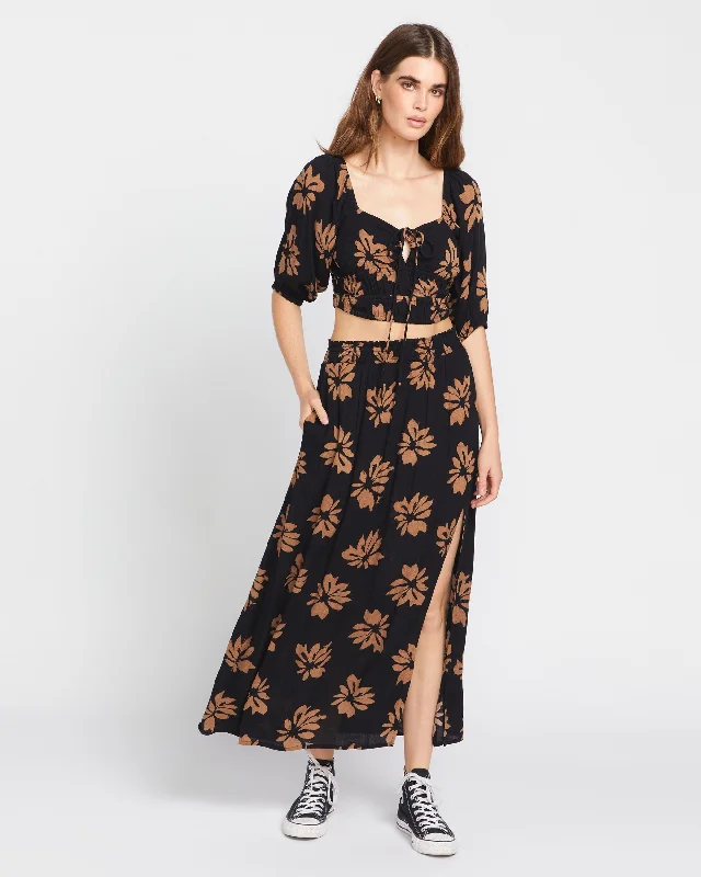 Black And White Style Get Wyyld Maxi Skirt - Vintage Brown