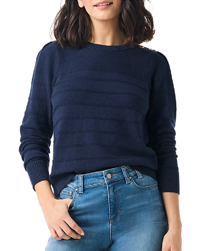 Body Design NIC+ZOE Button Shoulder Cashmere-Blend Sweater