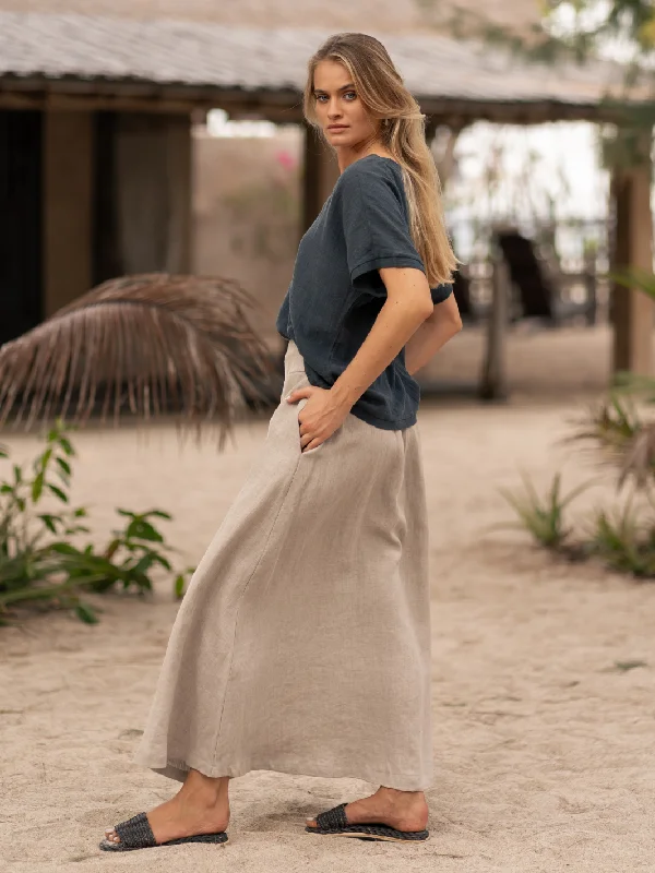 Knowledge And Elegance Soraya Linen Skirt Flax