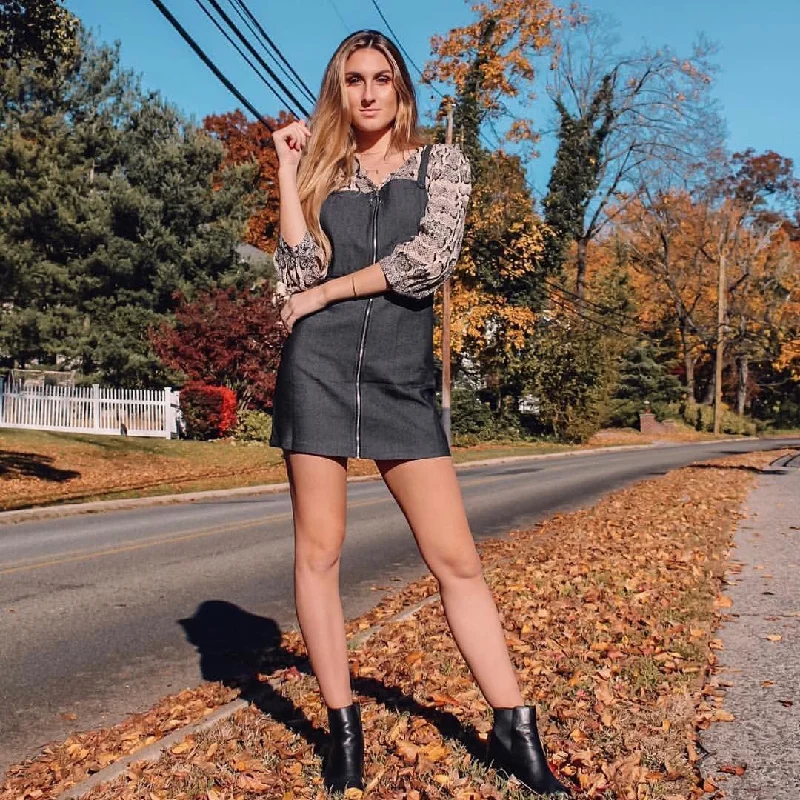 Versatile Itinerary Zip Up Overall Dress, Black