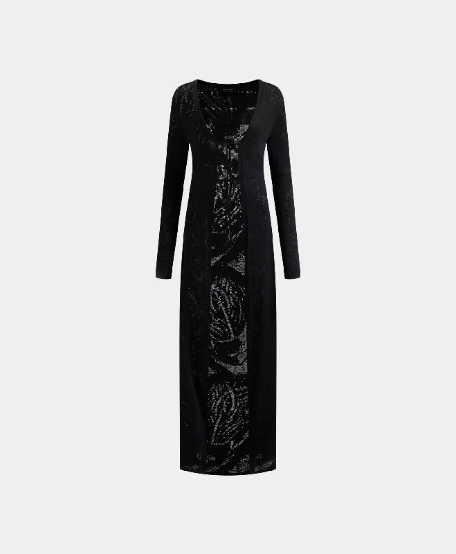 Elegant And Elegant Black Braided Long Cardigan